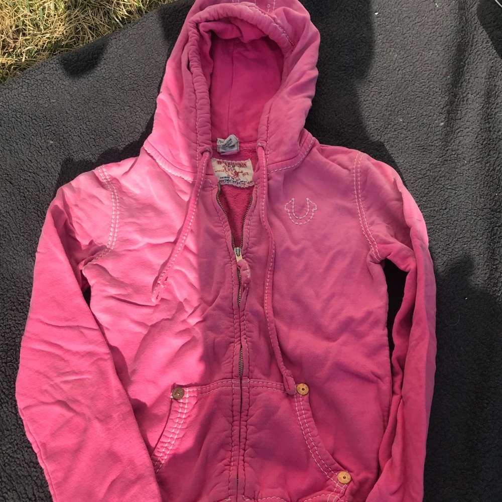 True Religion zip up jacket size 14 kids